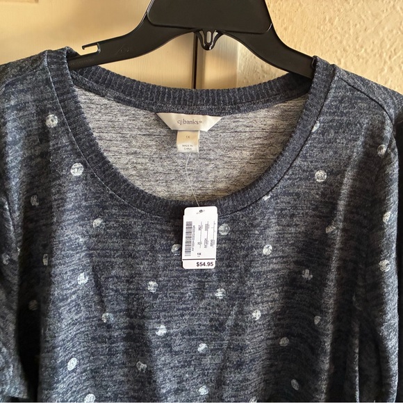 CJ Banks Navy and White Polka Dot Top - Picture 3 of 3